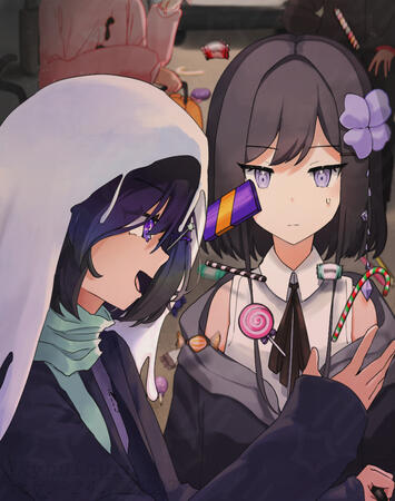 (oc) kiseki and wisteria - tricking wis with some treats!!